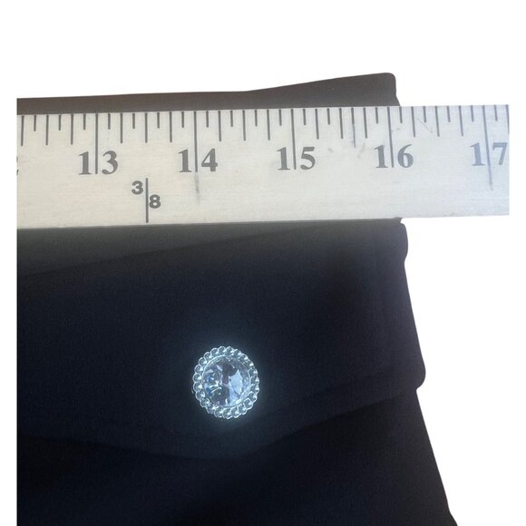 NYCC Black Pleated A-Line Skirt With Rhinestone Buttons & Waist Tie Size Medium - Picture 4 of 11